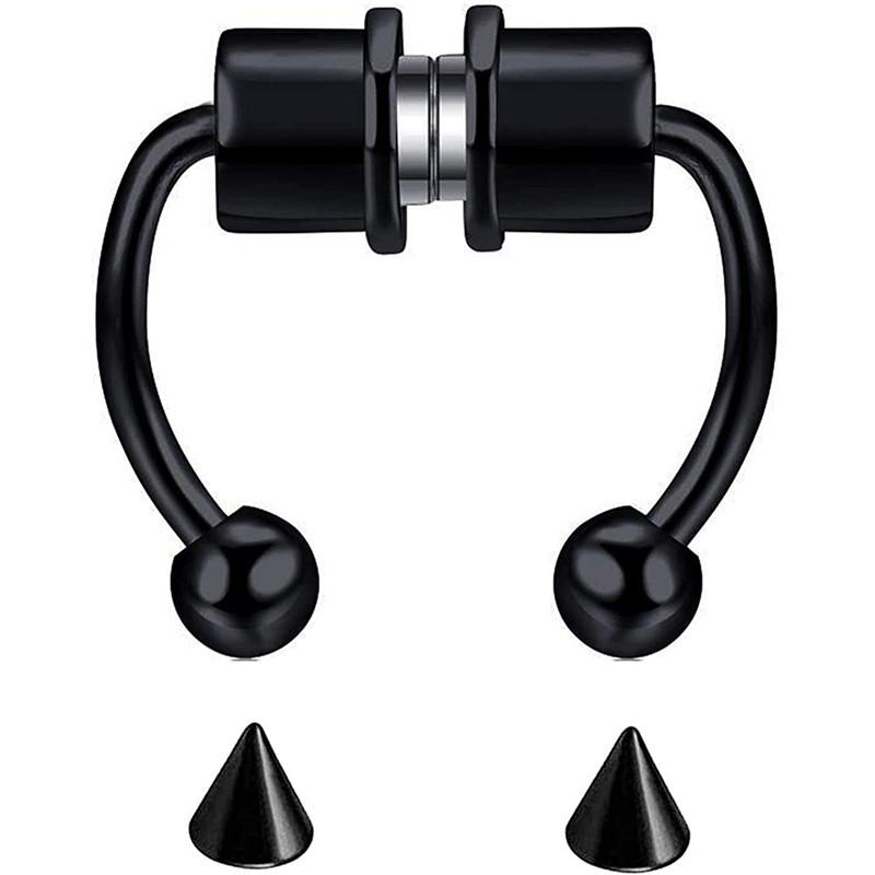 Women Fake Piercing Nose Ring Hoop Septum Piercing Nose Clip Rock HipHoop Stainless Steel Magnet Fashion Body Jewelry