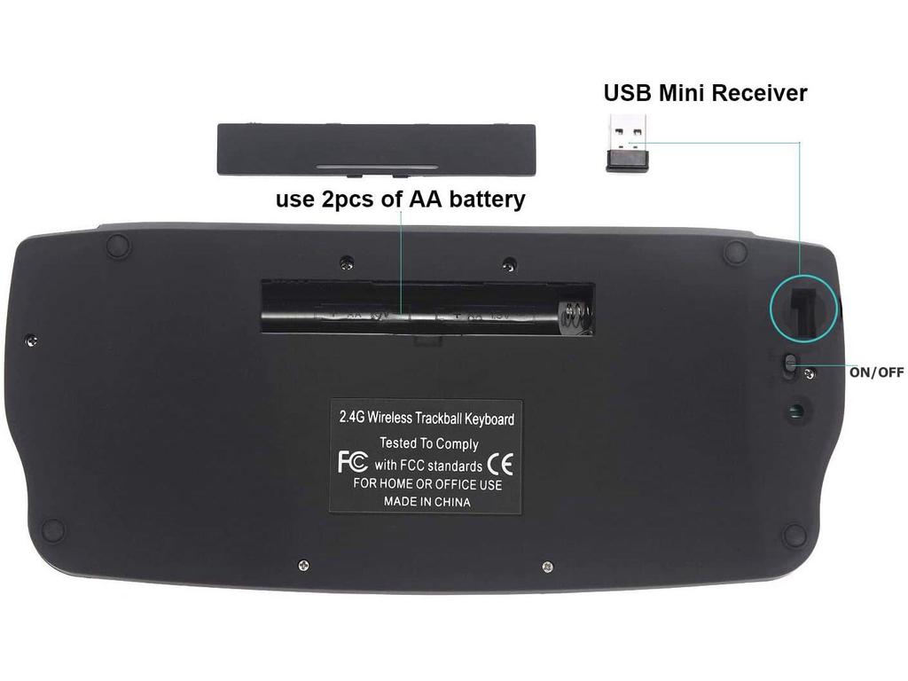 Wireless Trackball & Mini Keyboard Combo Set with 2.4G Connectivity