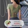 Damen Schnelltrocknendes Ringerücken Cut-Out Crop Top T-Shirt mit Brustpolstern für Sexy Fitness Yoga