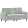 2 Seater Sofa with Decorative Cushions Light Grey 140 Cm Velvet