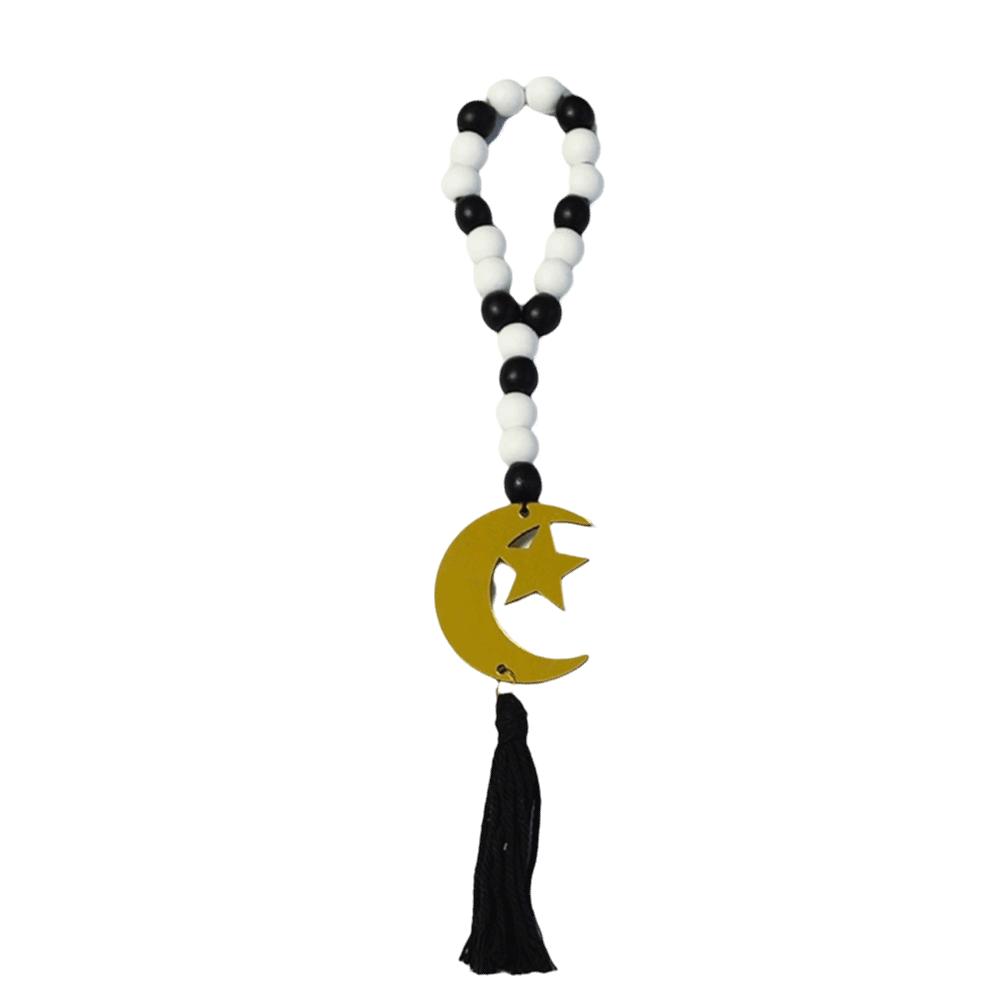 Handmade Wooden Beads Pendant Rustic Style Islamic Hanging Ornament Home Decoration
