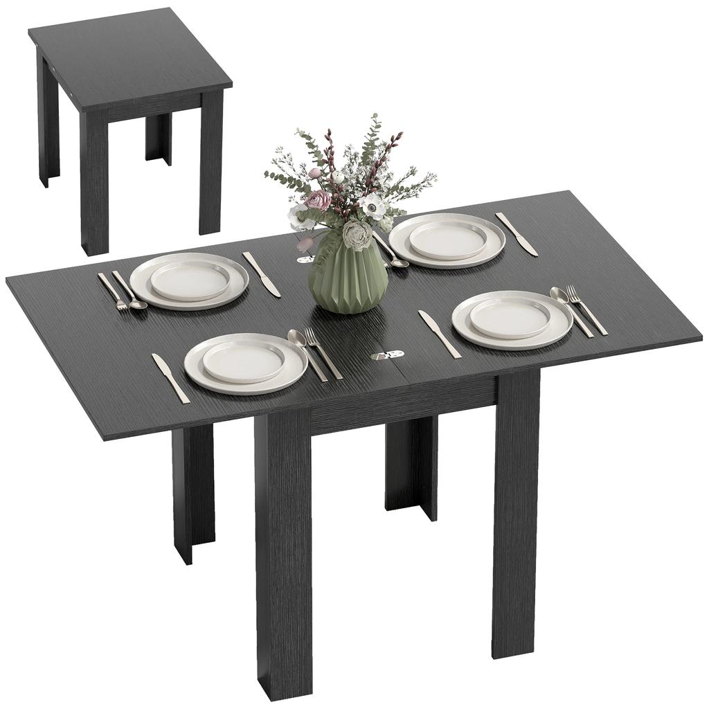Extendable Dining Table For 4 6 People In Wood And Steel 140x80x77.5 Cm Black