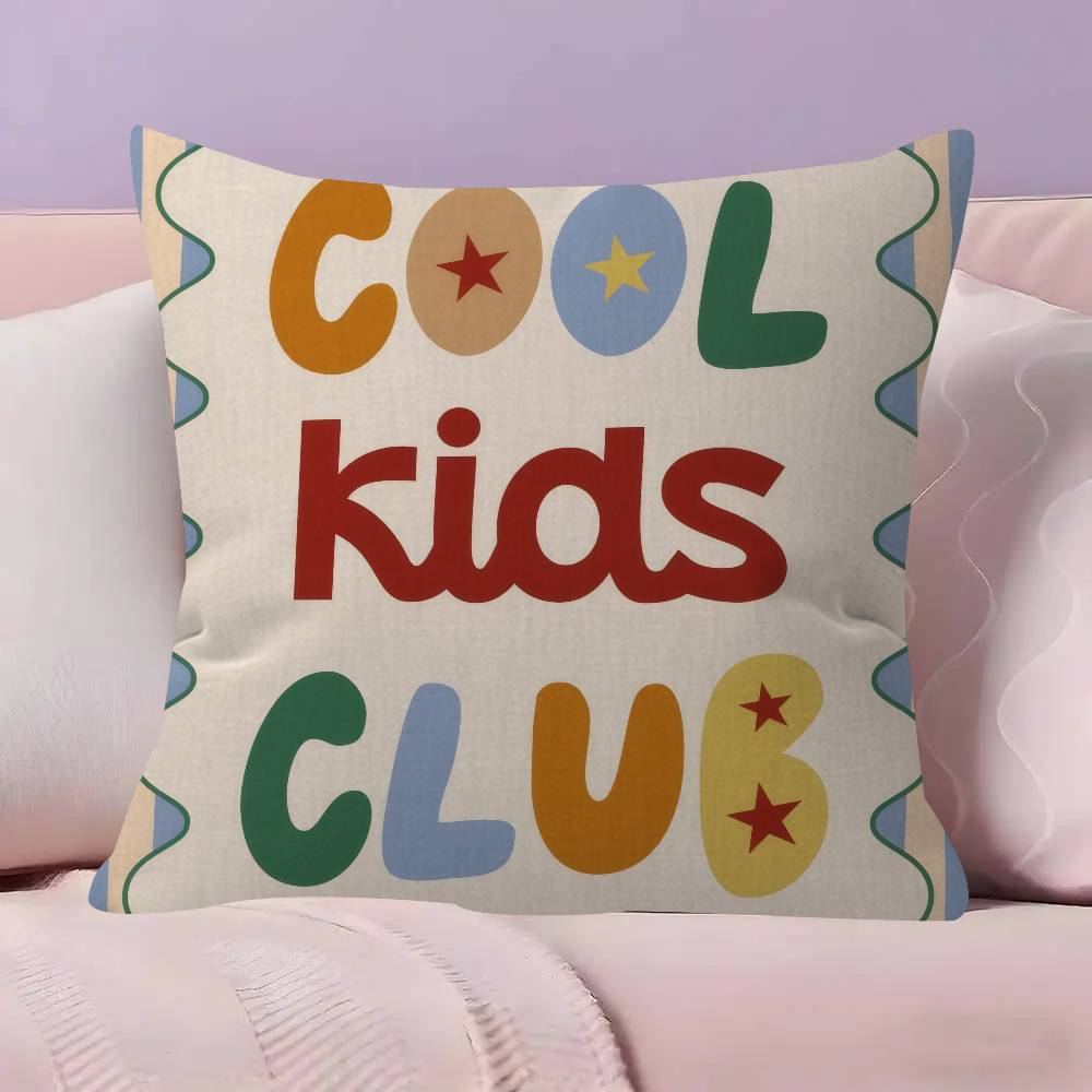 Modern Cartoon Cool Kids Club Cushion Cover Inches Farmhouse Decor Home Throw Pillow Covers for Couch Decorations