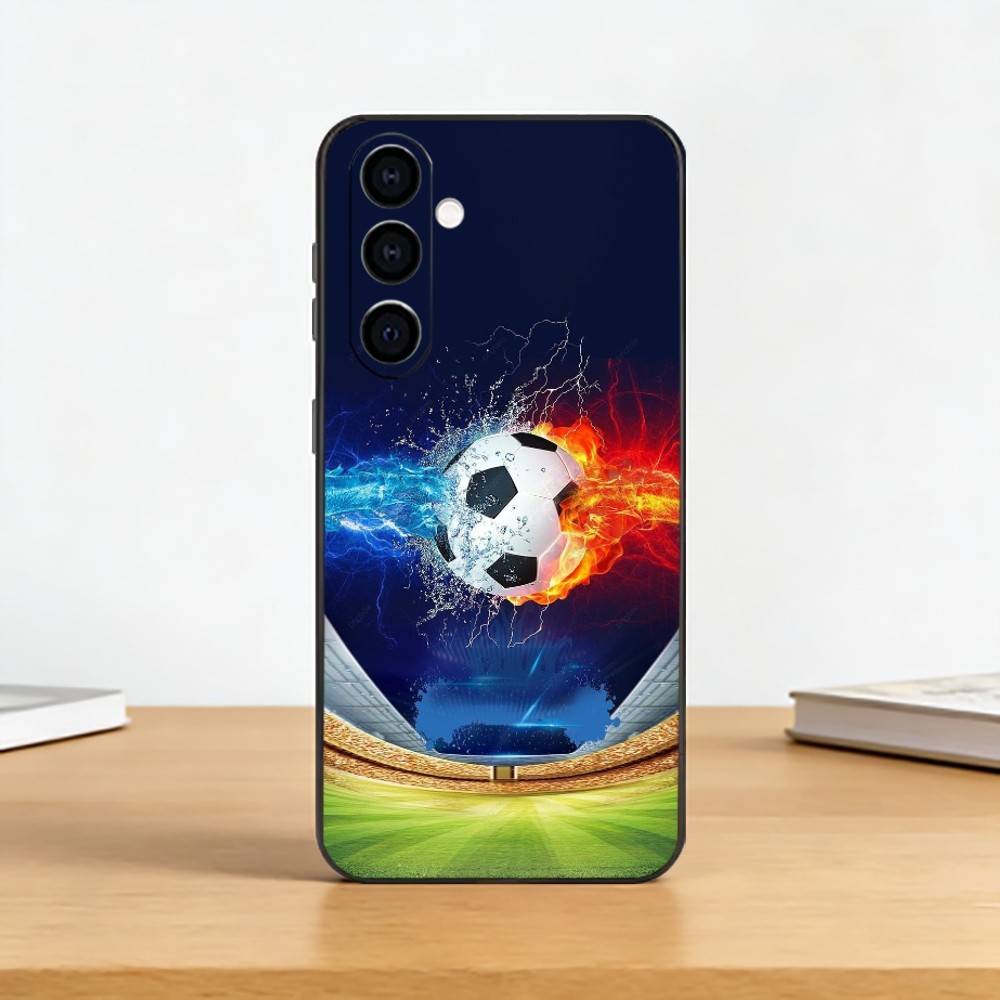 Football Sport Soccer Phone Case Black Silicone Soft For Samsung Galaxy A73,A72,A71,A70,A53,A52,A51