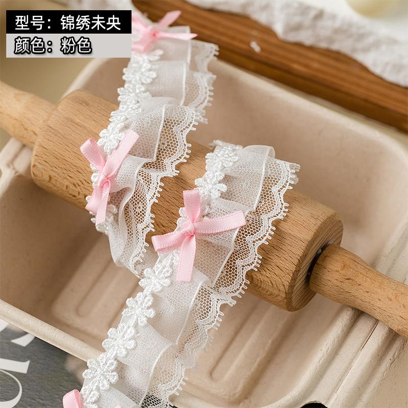 2Meters Doll Clothes Pet DIY Lace Trim Ribbon For Decorative Clothing Sewing Accessories Needlework Bow Fabric DIY Crafts Supply