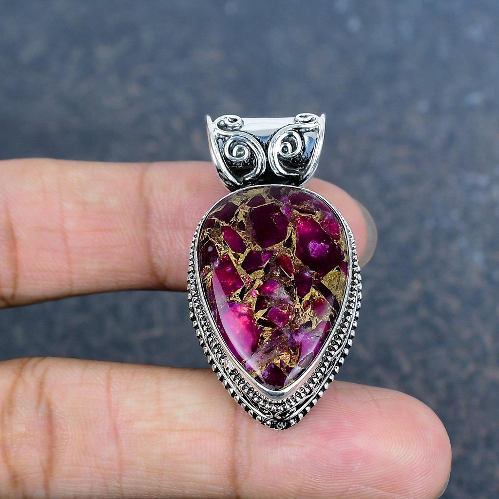 Copper Tourmaline Handmade Gemstone Pendant, 925 Solid Sterling Silver Beautiful Pendant Jewelry