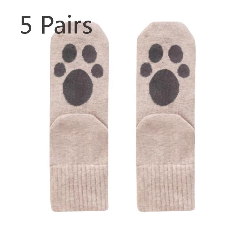 

5 Pairs of Pure Cotton Sweat-absorbing Sports Cartoon Cute Mid Calf Socks for Women In Autumn and Winter 5 Pairs хаки
