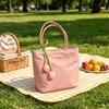 Casual Nylon Shoulder Tote Bag Lovely Tulip Pendant Lightweight Large Capacity Women Handbag for Commute Grocery Shopping