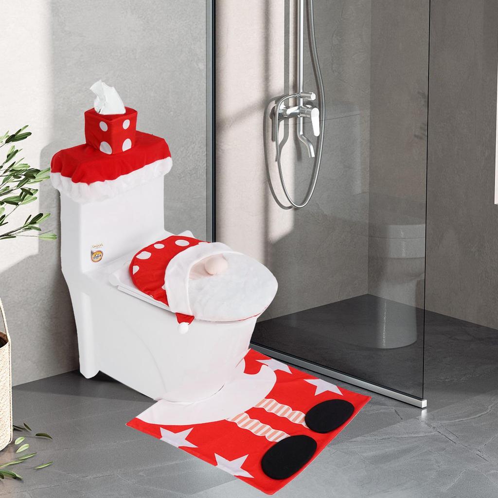 Christmas Toilet Cover Set: Faceless Doll & Santa Claus Decorations