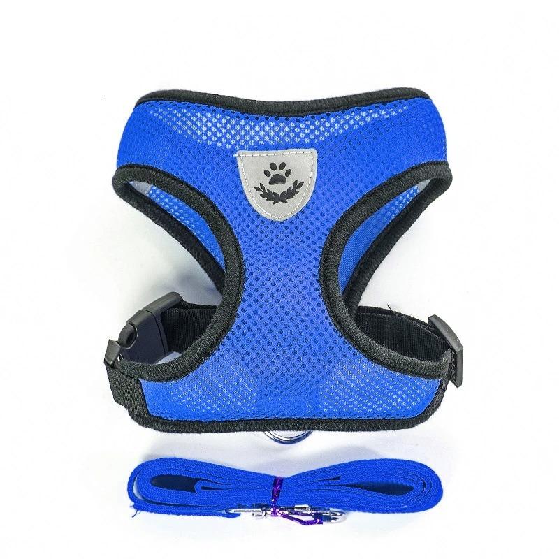 Тяговый поводок для маленькой собаки Шлейка для собаки Поводок для выгула собаки Летняя дышащая шлейка для питомца Шлейка-жилет для собаки S синий