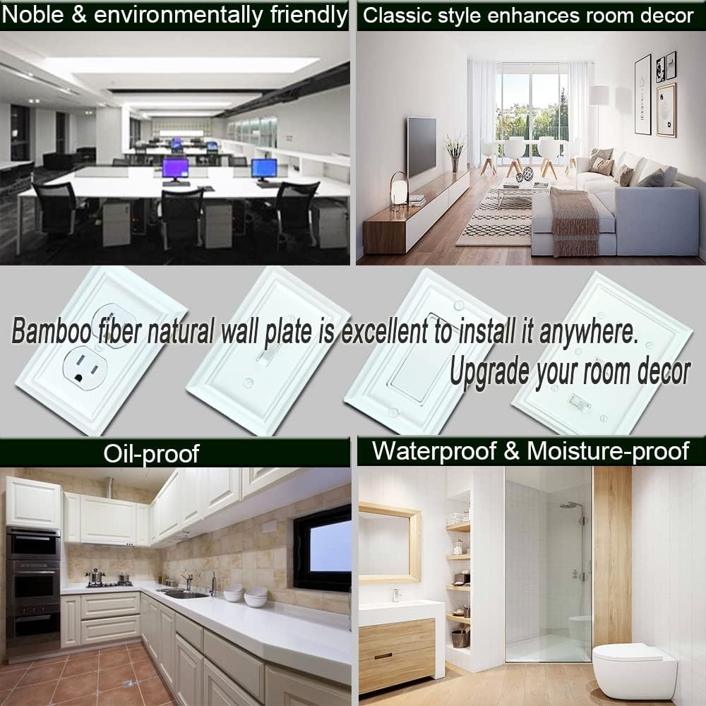 Wall Plates, Duplex Outlet Covers, Toggle Light Switch Plates, Decorator Light Switch Cover, Bamboo Fiber Material Standard Size Wall Plates of