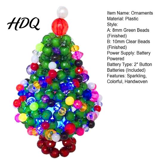 Festive Beaded Keychains Handmade Christmas Tree Ornament Sparkly Crystal Bead Mini DIY Craft Kits Tabletop Decor Hand-Woven Xmas Desktop Decoration