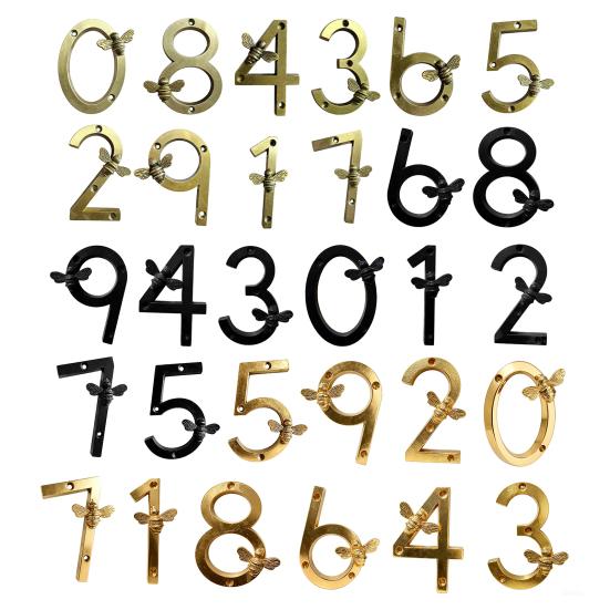 Bee House Number for Outside, Weather-proof Alloy Floating Address Numbers, Metal Number Sign for Door, Mailbox, Wall, Yard