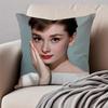 Attractive Actress AAudrey Hepburn Cushion Cover Pillowcase Antidustmite Invisible Zipper Short Plush Sofa Cushion