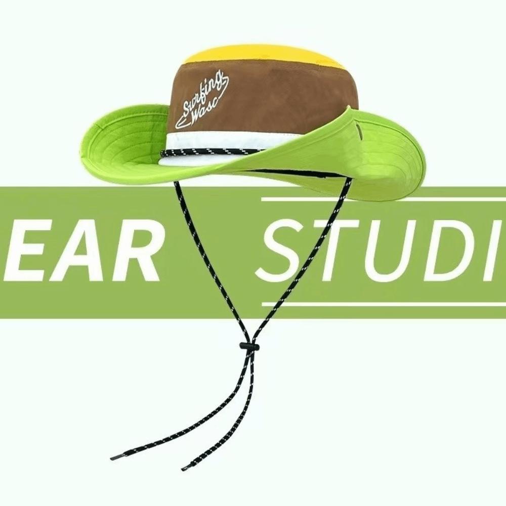 Color-blocked Design Fishermen Cap Sun Protection Big Brim Hats New Travel Bucket Hats  Outdoor Use