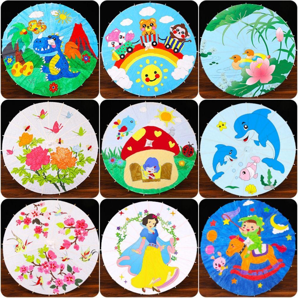 Comfortable Grip Oil Paper Umbrella DIY Chinese Umbrella Blank Paper Umbrella  Wedding Party Favors