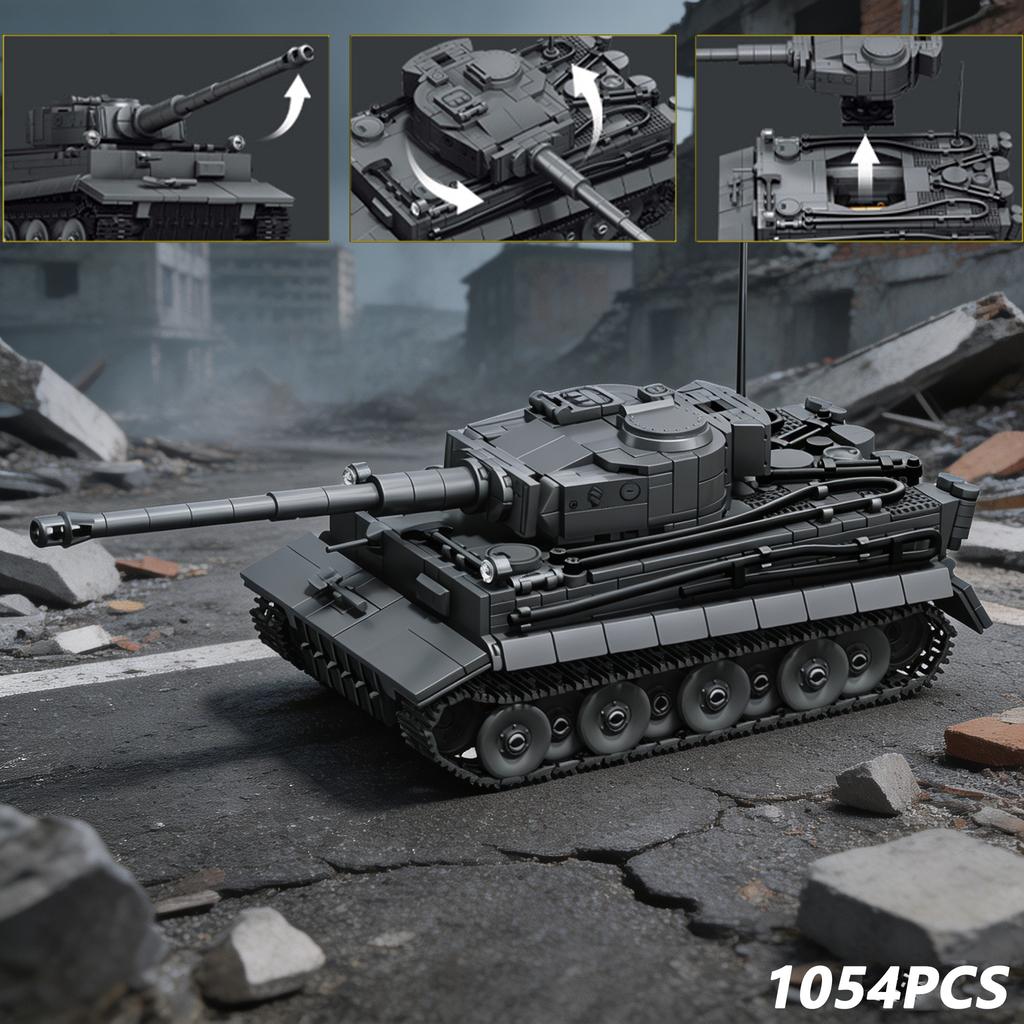 Heavy Vintage Armored Tank Building Blocks Model Kit DIY Bricks Collection Toy Gift For Children Boys Collectors