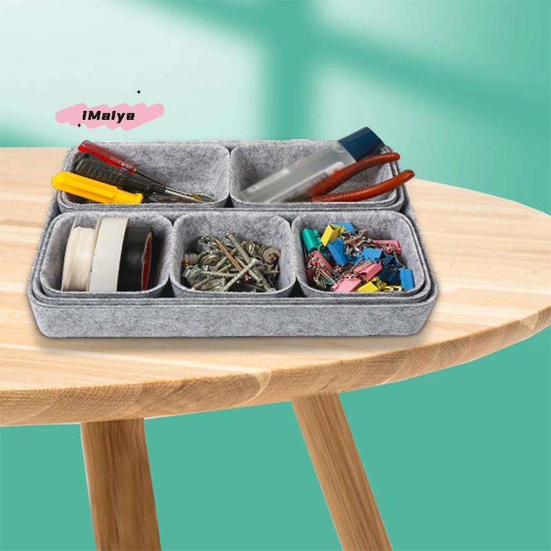M-8Piece Seamless Felt Organizer Box Set Multipurpose Desktop Storage Bin For Stationery Crafts And Home Accessories