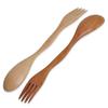 Cutlery Dinner Fruit Spoon Fork Natural Wood 2 in 1 Dual Head