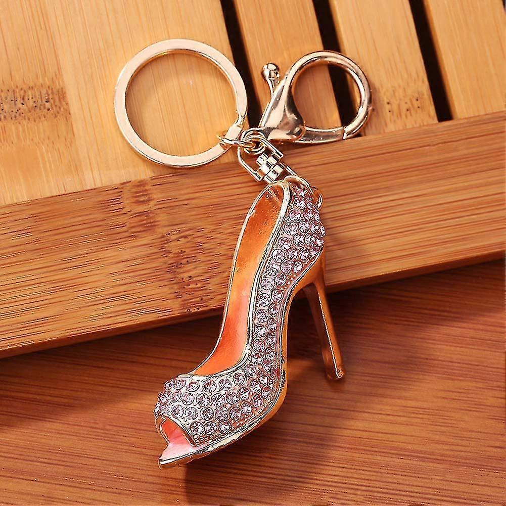 Fashion Crystal High Heel Rhinestone Keychain Shoe Charm Handbag Car Keys Holder Pendant Keyring
