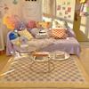 Fashion simple girl bedroom bedside carpet modern living room bedroom popular pattern carpet Checkerboard Large Area Carpets