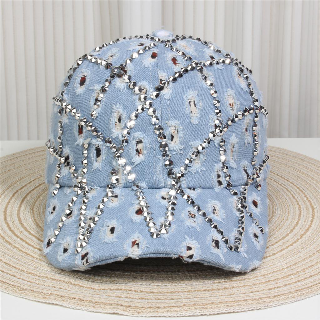 Fashionable Multiple Styles of Glittering Sequin Frayed Denim Baseball Caps, Suitable for Street Performances and Daily Outings