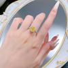 European-American Style High Carbon S925 Silver Ring with Yellow Diamond Ice Flower Design