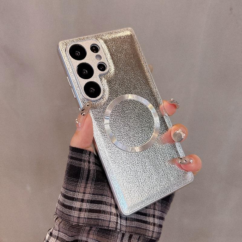 Magnetic Wireless Charging Case For SamSung Galaxy S25 Ultra S24 Plus S23 S22 S21 + PU Leather Shockproof Solid Color Cover