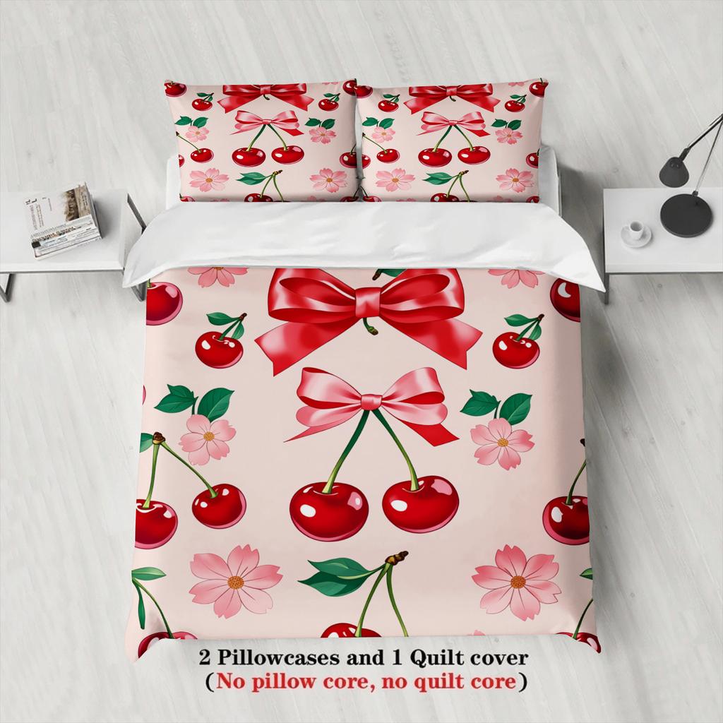 White Pink Duvet Cover Not Included Comforter 3D Printed Cartoon Fruit 3pcs Single Szie Bedding Sets Gifts For Student Dormitory