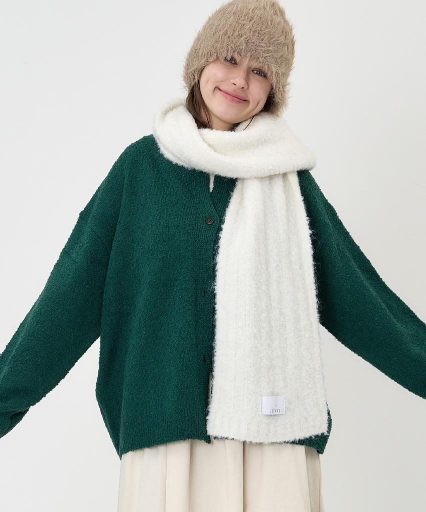 THE-ABON Soft Curly Scarf Ivory