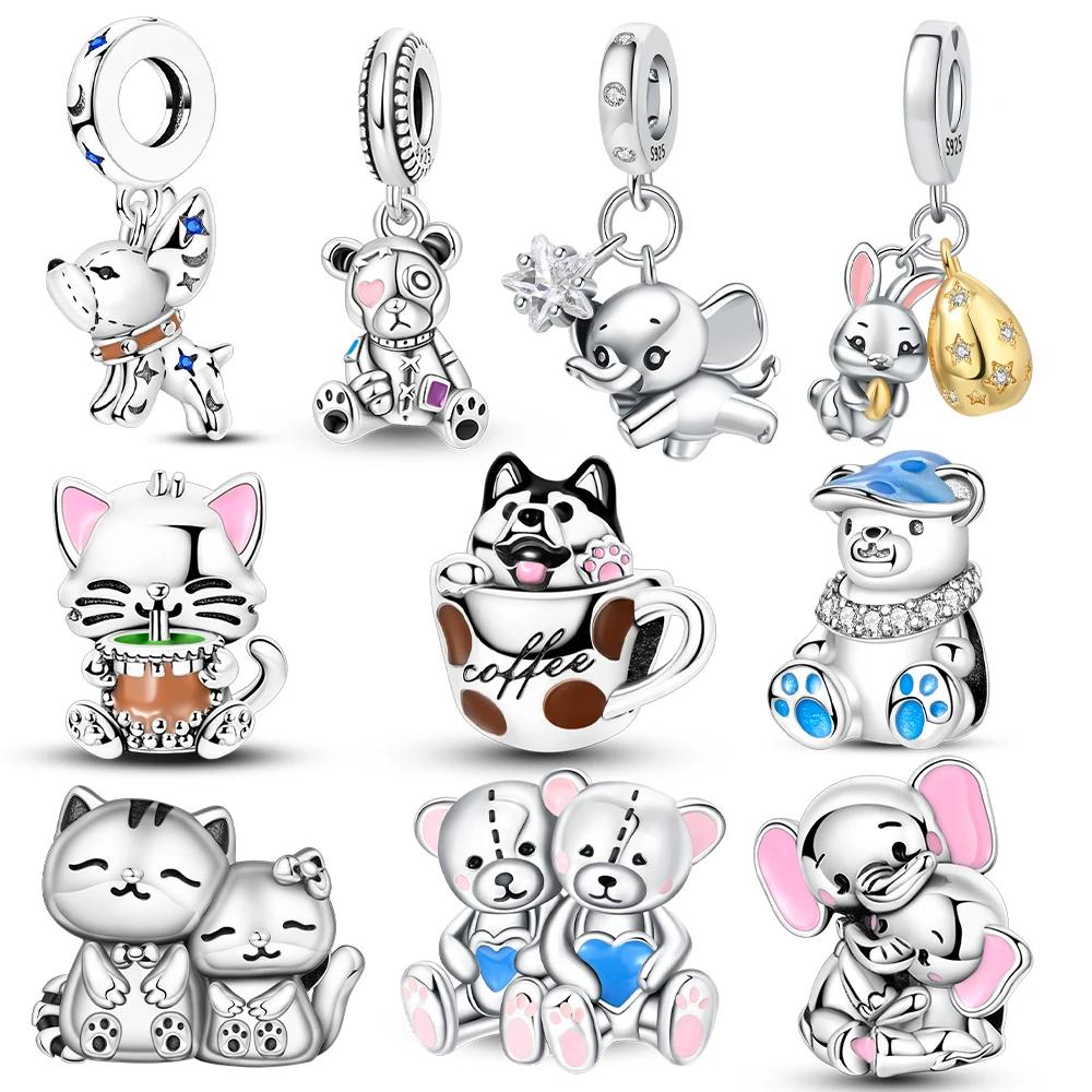 copper Charm Bead Charms Cute Cats Dogs Elephant Bear Bead Charms Compatible With Authentic Bracelets Do It Yourself Necklaces Making Accessories Wome