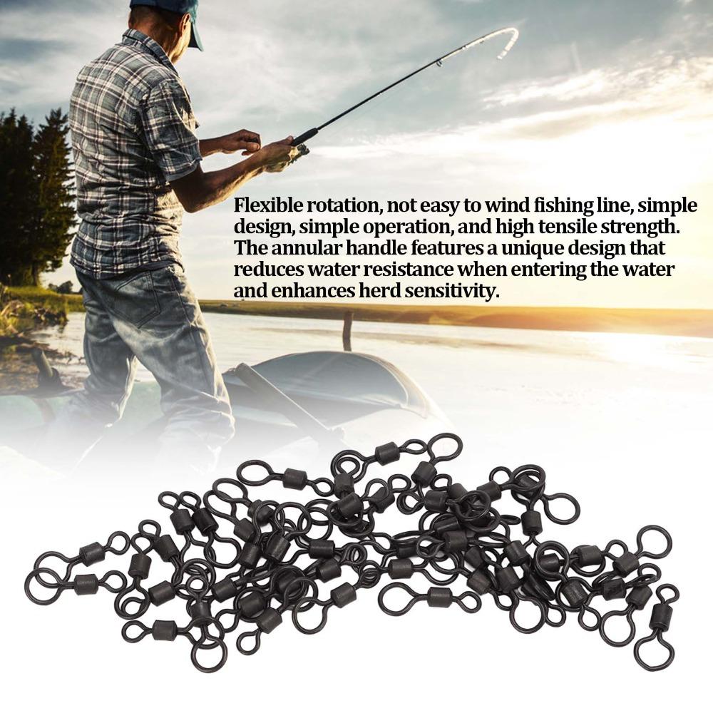 50 PCS High Tensile Strength Fishing Barrel Swivels Copper Mini Fishing Rolling Swivels 17mm Black Carp Fishing Swivels Streams