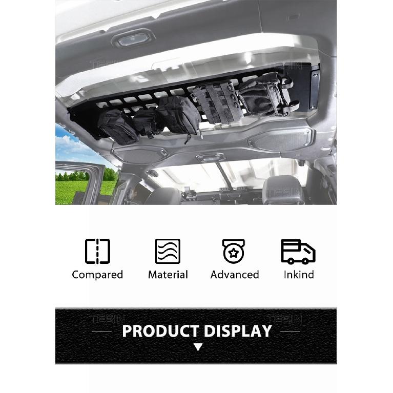 TESIN Auto Zadní řada Střecha Úložný prostor zavazadel Rozšiřovací organizér Police Příslušenství pro Jeep Wrangler JL Gladiator JT