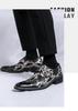 Cross-Border Plus Size Snake Print Leather Monk Strap Men's Shiny Pointed Toe Wedding Party Shoes