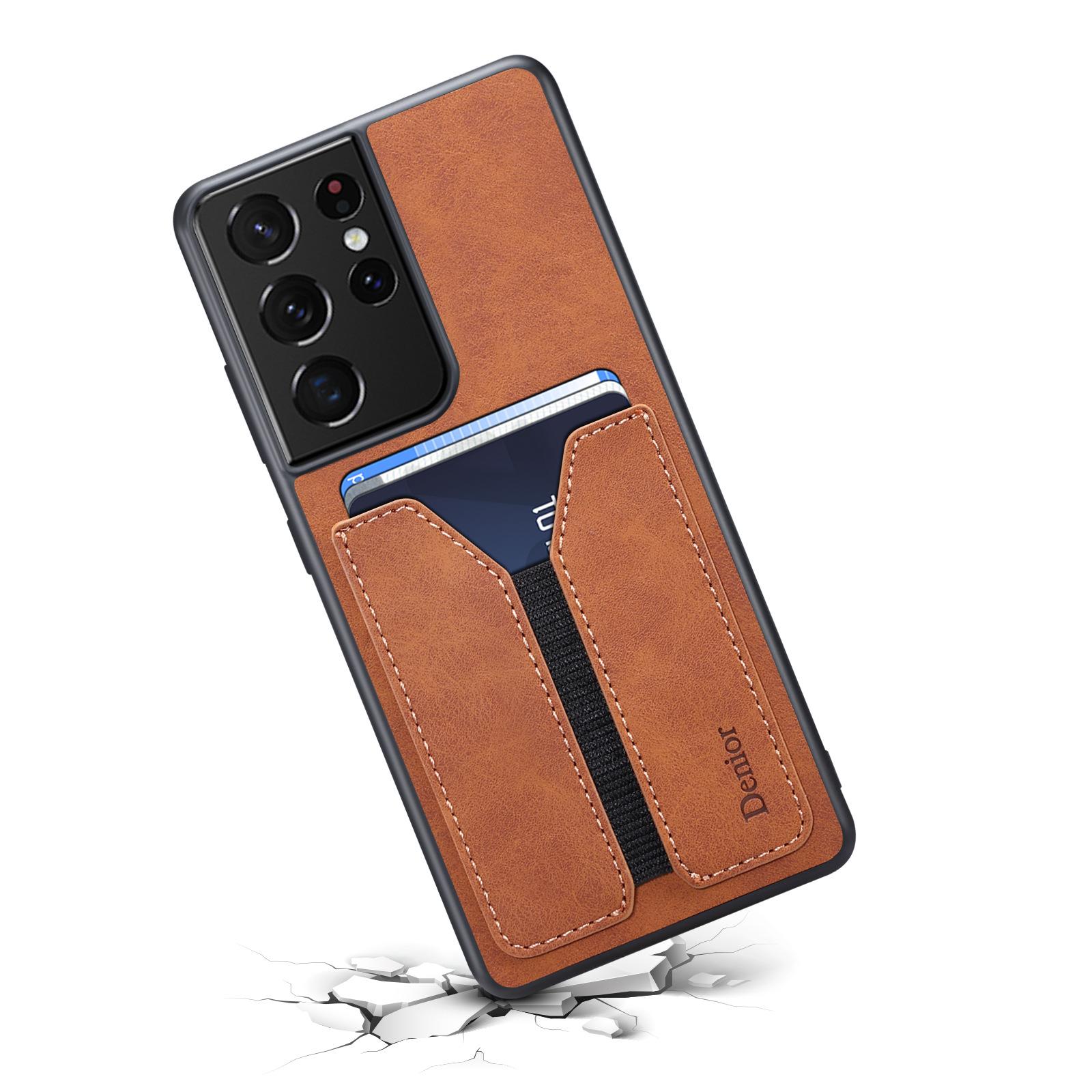 

Подходит для Samsung S21, чехол для мобильного телефона S22Ultra Card, задняя крышка для мобильного телефона, защитный чехол Edge Anti-Drop Note20 Samsung Note9 коричневый