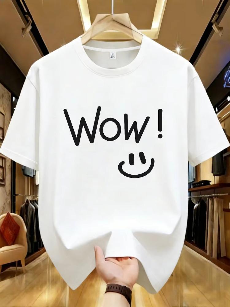 Unisexs Summer Pure Cotton Casual Loose Fashion Simple Smiling Face Pattern Printed Comfortable Round Neck Short Sleeved Tshirt