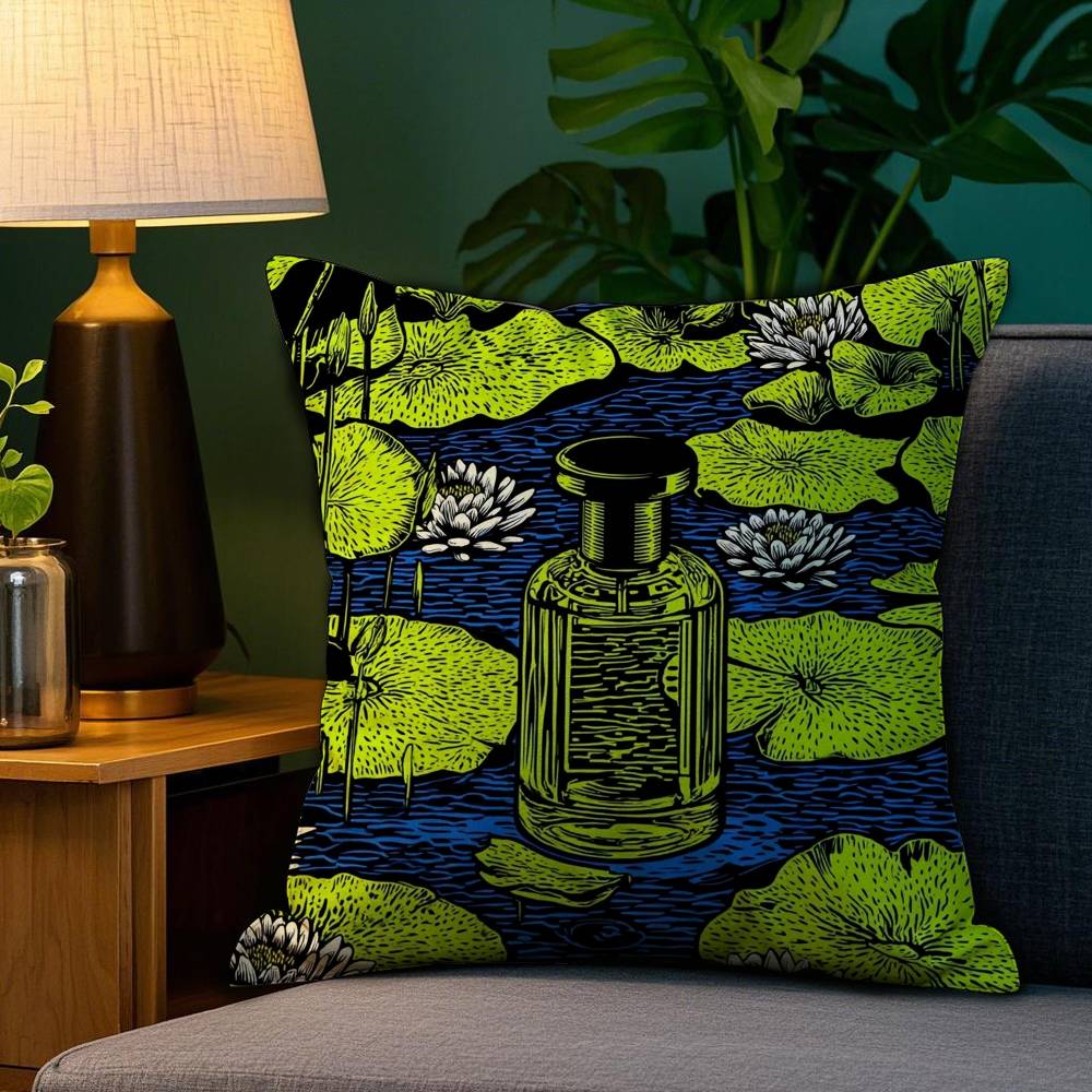Luxury Perfume Illustration Pillow Case Home Doublesided Printing Short Plush Colorfast Microfiber Cushion Cover