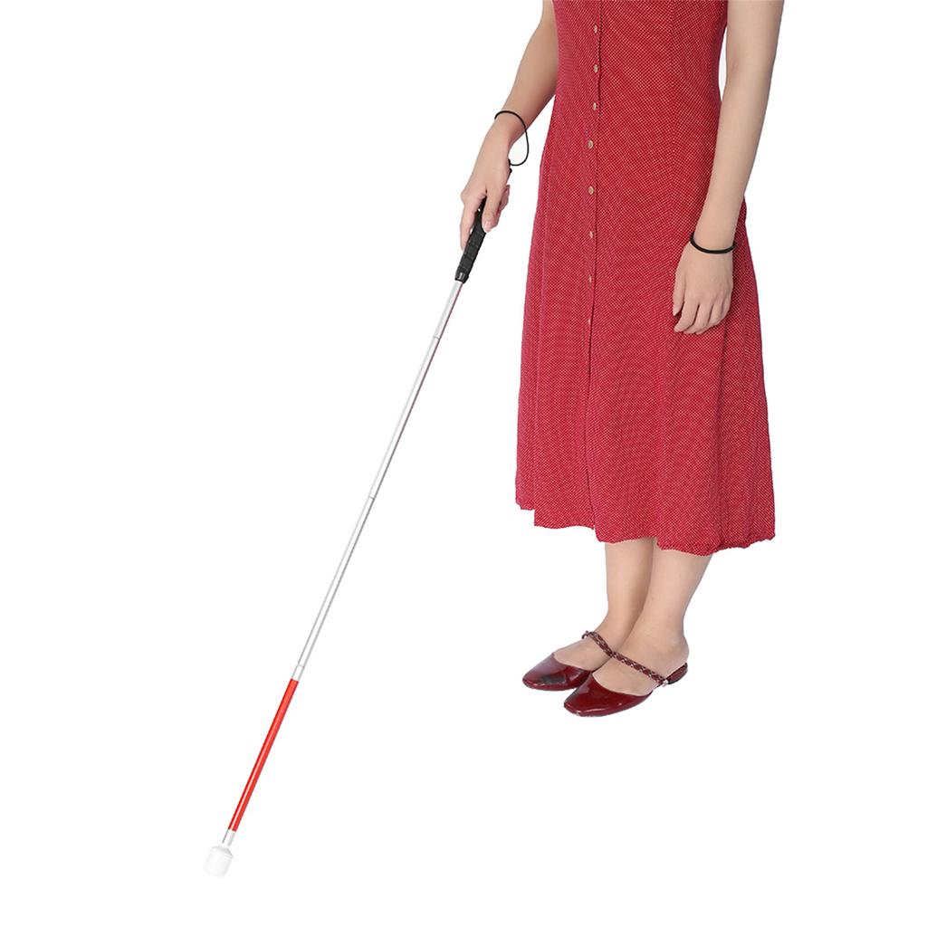 Folding Foldable Reflective Cane Crutch Portable Anti Shock Guide Walking Stick Blind People