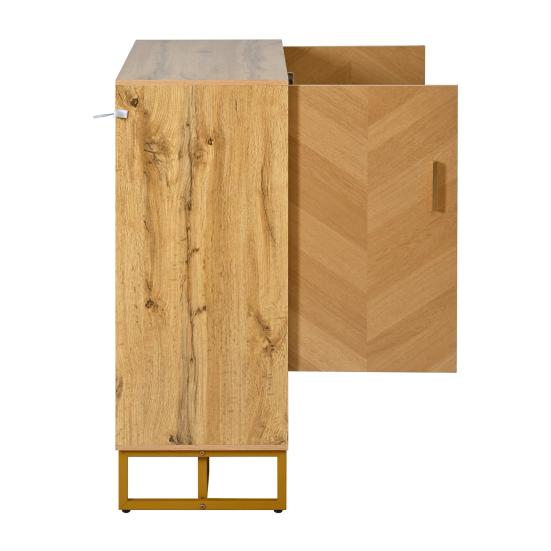 Modern, Minimalist Shoe Cabinet, Unique Wood Grain, Golden Iron Frame, Two-Door Storage Cabinet, Narrow Shoe Cabinet, Shoe Rack, Shoe Tipper,