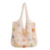 Harajuku Style Flower Hollow Knitted Shoulder Bag Large Capacity Crochet Bag Fresh Casual Beach Handbag For Women Gifts
