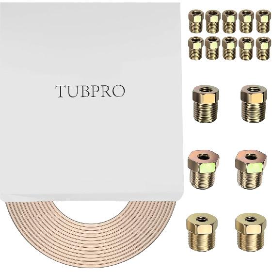 3/16 Brake Line [Made Of Genuine Copper Nickel, 3/16"ODx25FT], Brake Line Kit With 16 Nuts – Non-Magnetic Copper Tubing With Fittings For Brake