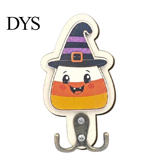 Solid Wood Ornament Hook Halloween Wall Hook, Wooden Crow Mummy Skull Key Holder for Entryway, Festive Hat And Hooks Cute Spooky Coat Rack with Metal