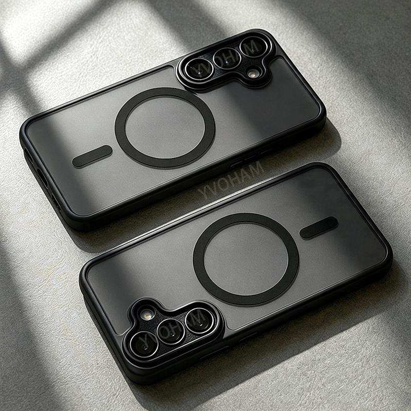 Luxury Matte Translucent For Magsafe Phone Case for Samsung S26 S25 S24 S23 Ultra Plus Cases Magnetic Wireless Charging Cover