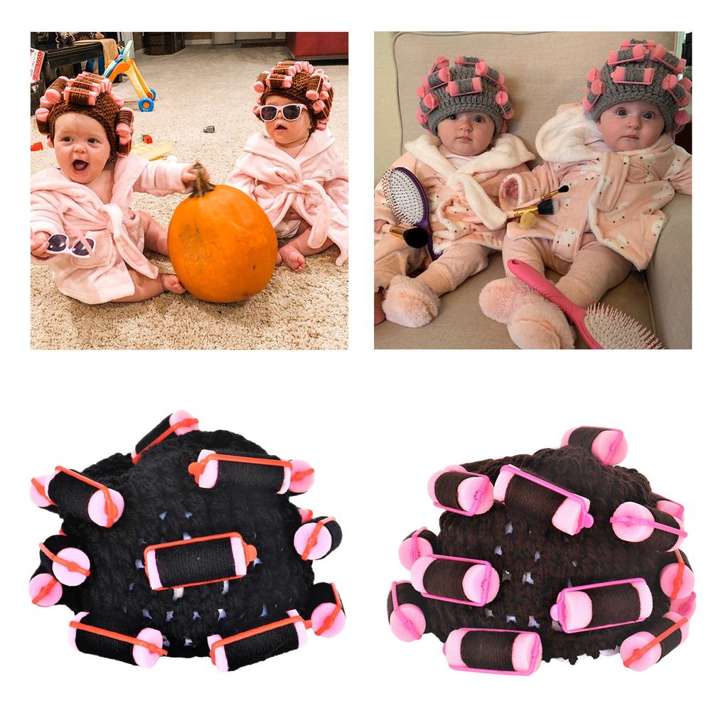 Funny Knit Curler Beanie Hat for Girls Fashion Wig Hat Handcrochet Cosplay Costume Hat Novelty Pullover Hat Headwear