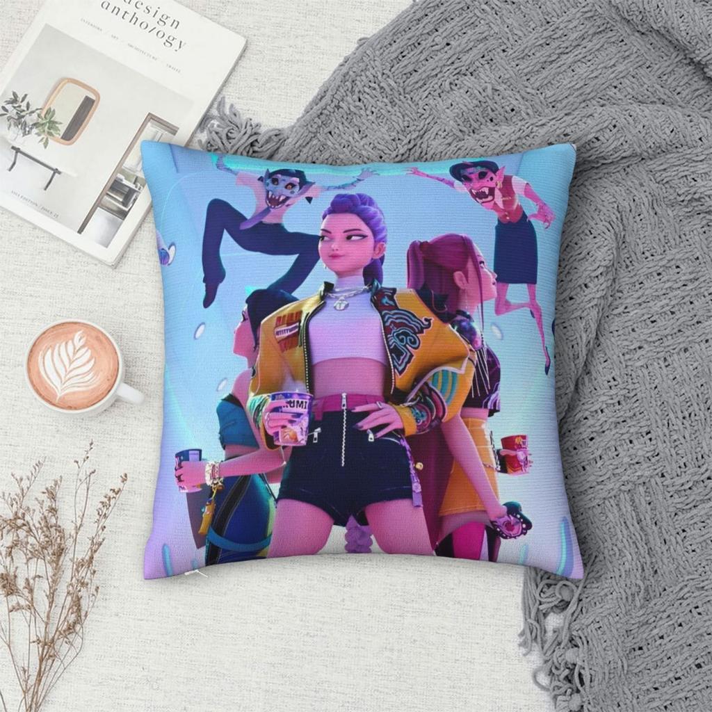Huntrix Girl Pillow Case Kpop Demon Hunters Cushion Covers Awesome Decorative Pillowcase For Car 40X40Cm