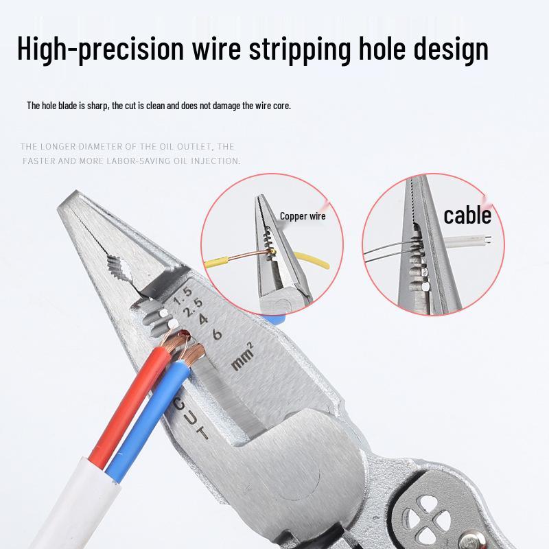 Enhanced 9-in-1 Multi-Function Electrician Pliers: Wire Stripper, Cutter, Puller, Crimper with Voltage Tester