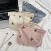Portable Cartoon Bear Makeup Bag Corduroy Large Capacity Cosmetic Bag Pen Bags For Women Lady Girl