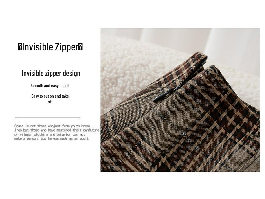 2025 Women's High Waist Brown Plaid Pleated Skirt - Slimming College Style Autumn Short Skirt