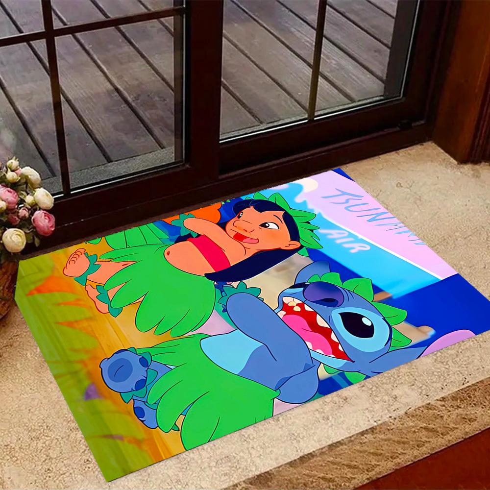 Lilo And Stitch Dance Party Disney Cartoon Theme Anti-Slip Rug - Polyester, Home Decor, Suitable for Bedrooms, Living Rooms, Doorways, and Studios