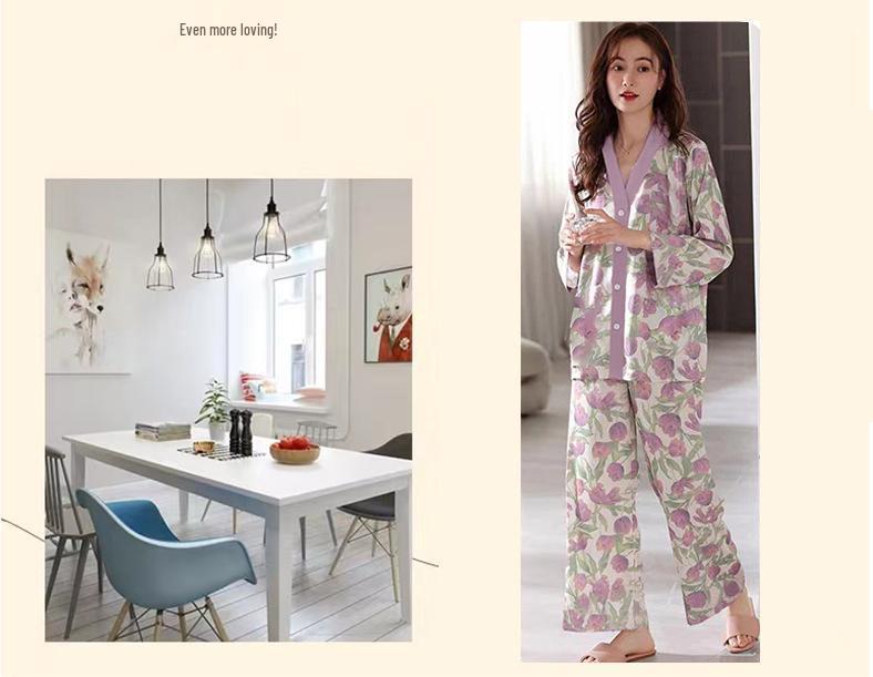 Set Pijama Damă 2024: Haine de casă cu mânecă lungă pentru primăvară, toamnă și iarnă. Perfect pentru Transmisiuni Live ale Micro-Afacerilor.